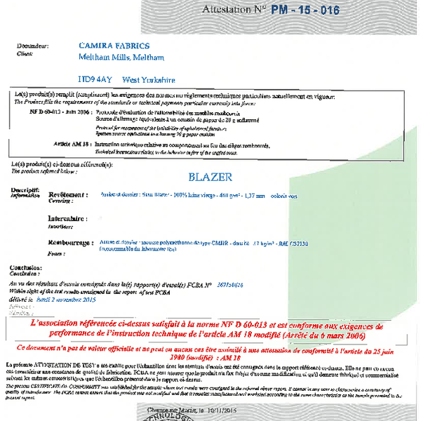 blazer - trudnopalnosc NF D 60-013